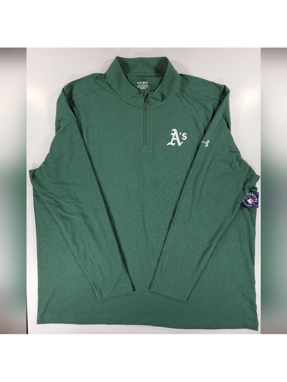 NEW Oakland Athletics Under Armour 1/4 Zip Pullover Shirt Mens 4XL Green A’s NWT